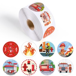 INKNOTE 1200Pcs Firefighter sticker roll 8 Styles Police labels Make a first responder rescue vehicle stickers for kids Fire truck stickers for Fireman Themed Party Favor School Safety Education Event