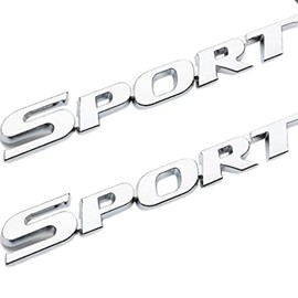 2 PCS 3D Zinc Alloy Chrome Car Sport Emblem Premium Trunk Replacement for Universal car Exterior Decoration Accessories (Silver)