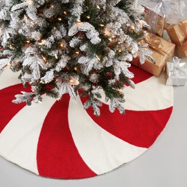 SARO LIFESTYLE Winter Wonderland Candy Cane Tree Skirt