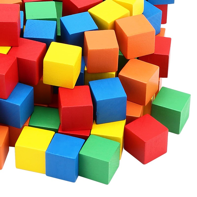 MUKLEI 400 PCS Wooden Blocks, Colorful Cube Blocks 0.8 Inch