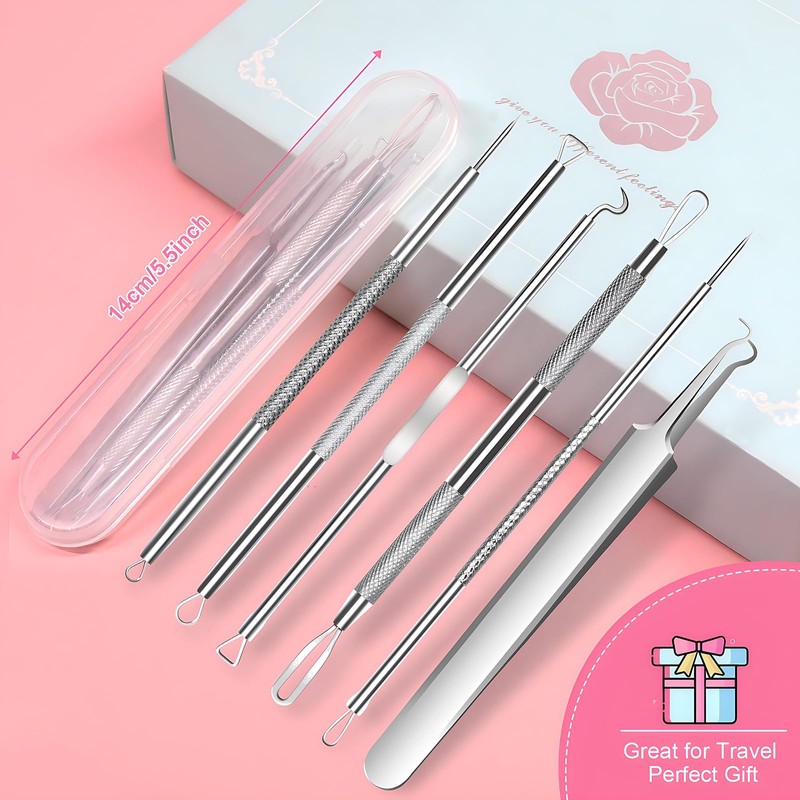 Fangze Blackhead Remover Tool Kit - 6pcs Pimple Popper Tool