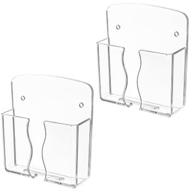 2Pcs Wall Mounted Phone Holder Clear Acrylic Wall Phone Holder for Bed Plastic Phones Stand Self Adhesive with Charging Hole for Most Smartphone Remote Control