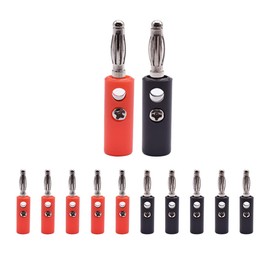 Pack of 12 4 mm Banana Plug Socket Banana Plug Screw Head Black Red Nickel Plated Plastic Lantern Plug