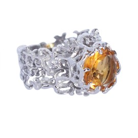 Natural Citrine Gemstone 925 Sterling Silver Cocktail Ring November Birthstone Ring FSJ-4743-A, Gemstone, Citrine