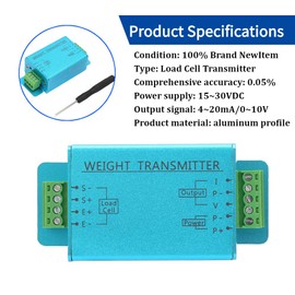 4-20mA Load Cell Sensor Transmitter, 15-30VDC Load Cell Weighing Sensor Transducer Transmitter Amplifier Signal Amplification 0.05% Accuracy