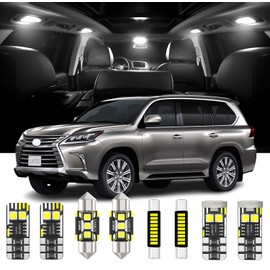 AENVTOL 15 Pieces Interior LED Lights Replacement for Lexus LX570 2008-2016/Toyota Land Cruiser 200 2008-2016 White LED Interior Bulb with Install Tool