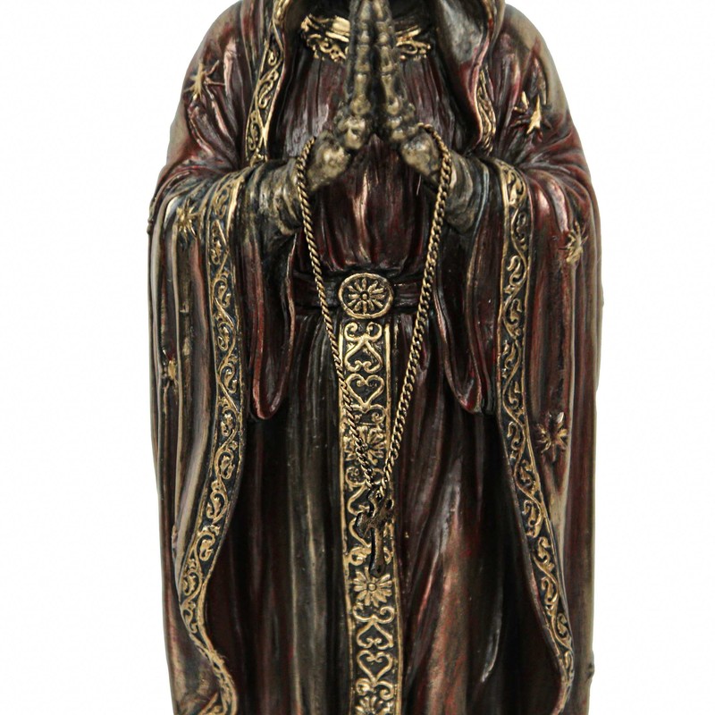 Veronese Design 7.5" Santa Muerte Rosario Prayer Resin Sculpture Antique