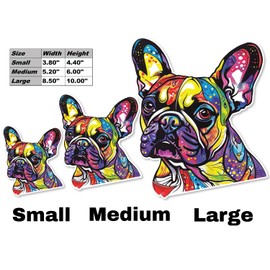 Colorful French Bulldog Sticker Waterproof Vinyl Stickers Decals for Laptop Water Bottle Phone Luggage Car Truck - Large 8.5" x 10"
