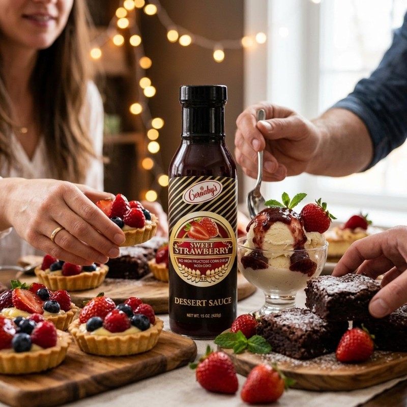 Cornaby's Gourmet Strawberry Dessert Sauce with Real Fruit Topping for