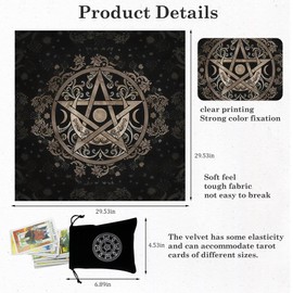 LAST HOE DOWN Tarot Card Cloth Pentacles Tarot Reading Cloth 29.53 by 29.53 inches (Black)