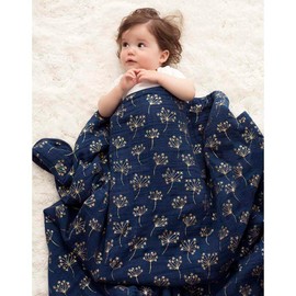 aden + anais 100% Cotton Muslin Dream Blanket, 120x120cm, Ideal Newborn Nursery & Cot Blankets for Baby Girls & Boys, Toddler & Infant Bedding, Shower & Registry Gift, metallic gold deco