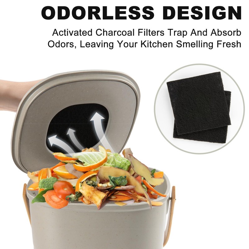 Compost Bin Kitchen, LALASTAR Countertop Compost Bin with Lid, Made