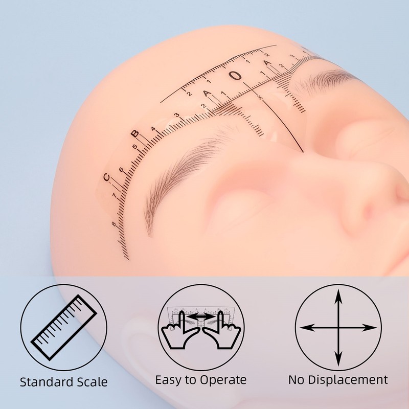 100PCS Eyebrow Ruler Stencils Disposable PVC Clear Scale Brow Microblading