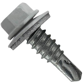 #14 x 7/8" Metal to Metal Type #1 (250) Light Gray 5/16" Hex Head -Drill Point - Stitch Tek - Metal to Metal Roofing Screws. 9/16" EPDM Washer