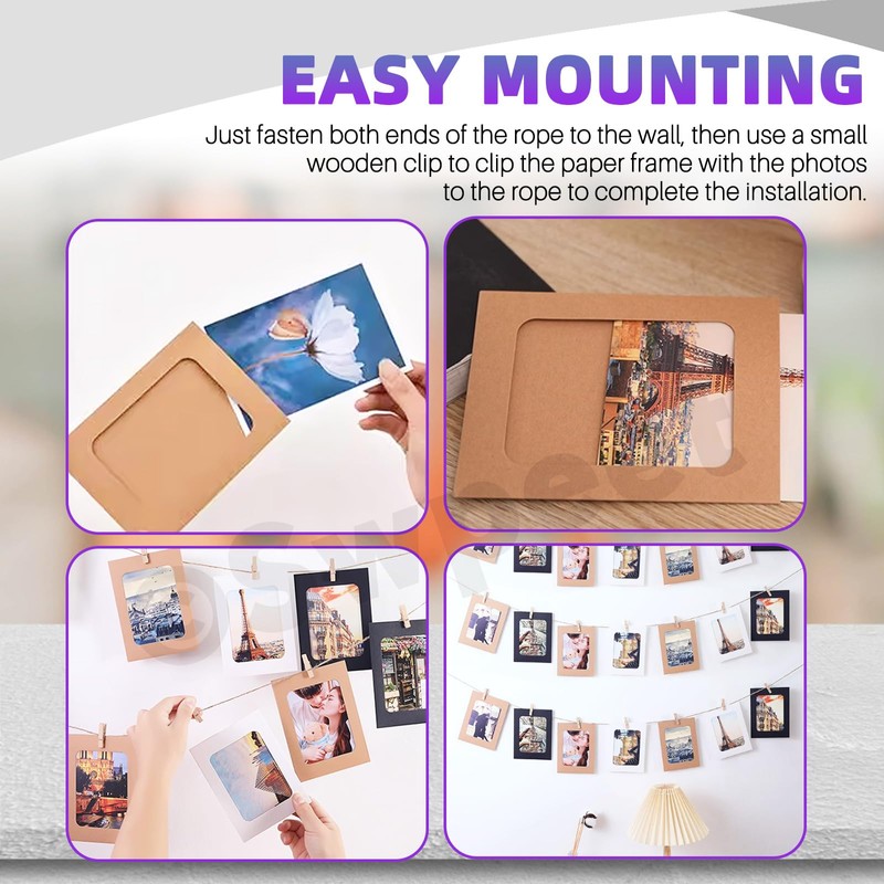 Swpeet 105Pcs Paper Photo Frames Set, Hanging Photo Display Frames,