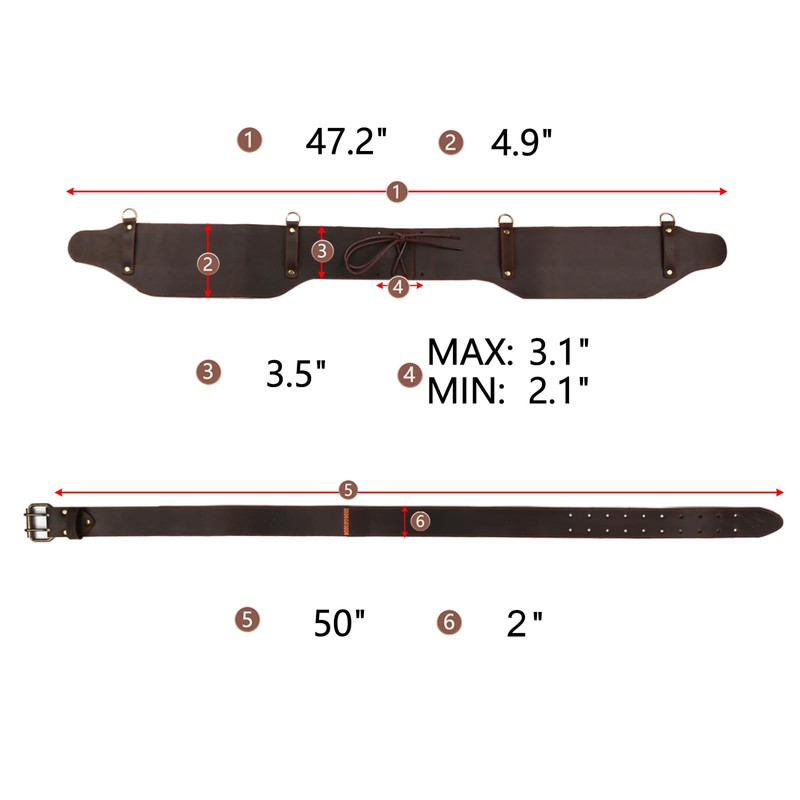 Tourbon Leather Logging Belt Kit Faux Fleece Padded Tool Belts