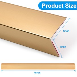 Heainaiyoo 4Pack Aluminum Metal Corner Protector, 45″x 1″ Peel and Stick L Molding Corner Guards with 90° Angle, for Wall Door Frame Cabinet Furniture Baseboard Protection and Decoration (Gold)