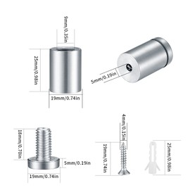 10 Pcs Standoff Wall Fixings, Glass Standoff Bolt, Stainless Steel Advertising Screw, Sign Standoff Wall Mount, Advertising Nails for Sign Displays (Silver)