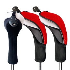 Golf Club Head Covers Woods Hybrids Value 3/4 Pack, Headcovers Men Women 3 5 7 X with Interchangeable Number Tag Fit All Wood Hybrid Clubs (Red-3 Pack Hybrid Cover)
