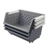 Utiao 3 Pack Gray Large Stacking Basket Bin, Open Front
