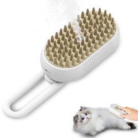 OneNine Cat Steam Brush, 4 in 1 Cat Steamy Brush for Cat, Multifunctional Cat Steamer Brush, Cat Grooming Brush Pet Hair Removal Comb for Cat and Dog, Cat Hair Brush for Removing Tangled and Loosse(White)