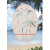 Oval Leaning Palm Trees Etched Window Decal Vinyl Glass Cling