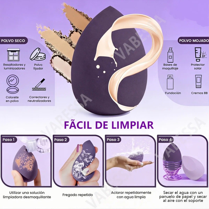 16 Pcs Set De Esponjas Para Maquillaje Incluye 6*beauty Blender