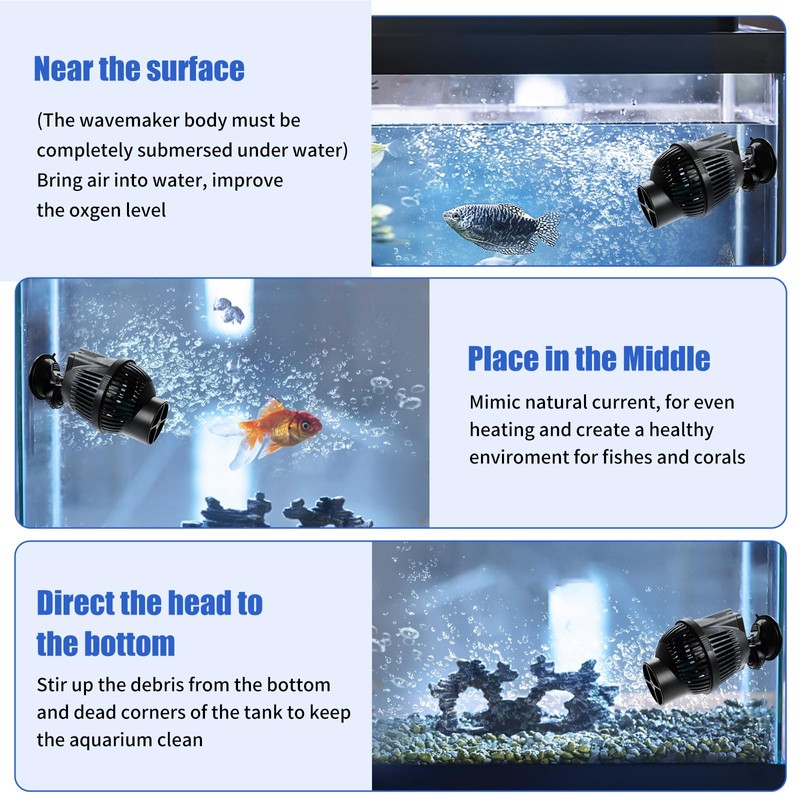 AQUANEAT Circulation Pump,1300 GPH Aquarium Wave Maker, Fish Tank Powerhead
