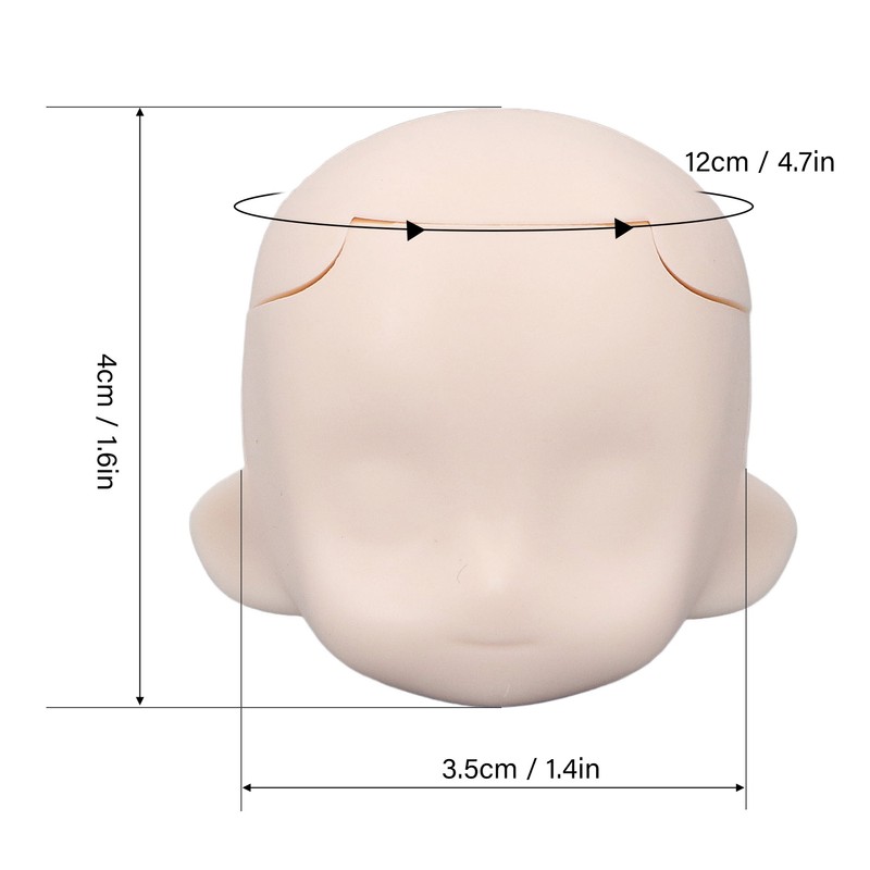 Blank Doll Head for 1/12 Ball Jointed Doll DIY Makeup