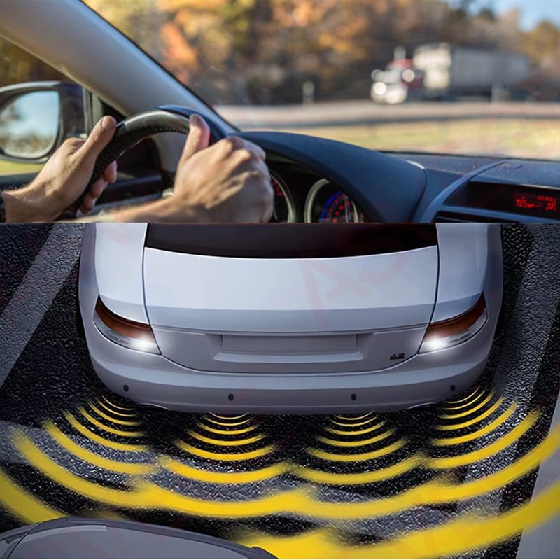 ASVEGE Rückfahr Radar LED Parksensor,Halbmond 4 Sensor, Rückfahrsicherung, Parkradar Monitorsystem