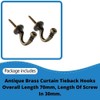 Generic Antique Brass Curtain Tie Back Hooks, Pack of 2