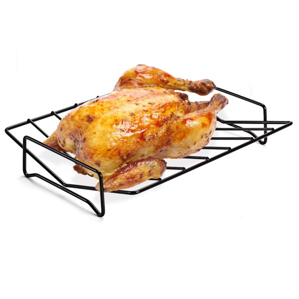 Rib Racks for Grilling and Smoking,Turkey Roasting Rack,Can Be Used On Both Sides 12×10" Black