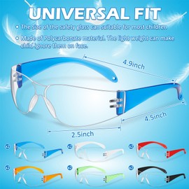 Patelai 6 Pcs Kids Safety Glasses Bulk Eye Protection Goggles Scratch Resistant for Science Class, Lab, Sports, Child Youth Size