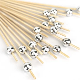 Cocktail Skewers Christmas, Pack of 100 Cocktail Decoration Christmas, Christmas Wooden Toothpicks, Christmas Fruit Skewers, Skewers Finger Food for Christmas, Birthday, Party Decoration (Silver)