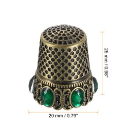 sourcing map Sewing Thimble Stainless Steel Finger Protector Fingertip Thimble Vintage Diamond Thickening Quilting Craft Accessories for Hand Sewing Knitting Needlework DIY Tools, Green Ancient