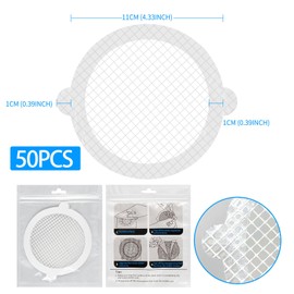 Kearning 50pcs Disposable Shower Drain Hair Catcher Hair Trap for Shower Drain Mesh Stickers Shower Strainer for Bathroom Tub Kitchen Sink Shower Drain Cover Hair Stopper