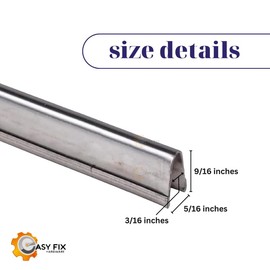 Easy Fix Hardware Premium Large Sill Track Cover for Sliding Patio Glass Doors | Sliding Door Repair Replacement 5/16" W x 9/16" H Stainless Steel | Fix Sliding Glass Door Track Cover (6 Feet)