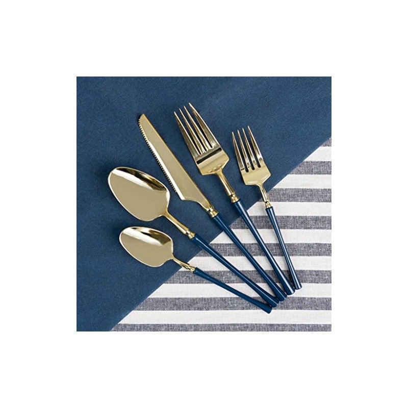 Blue Sky Infinity Flatware Gold & Navy Blue Soup Spoons
