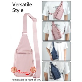 Small Sling Bag for Women, Fanny Packs Fashion Cross Body Bags Chest Bag with Adjustable Straps Lightweight Daily Crossbody Backpack Casual Outdoor Traveling Hiking, Pink