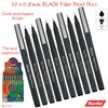 rorito 10 x 0.8mm Fiber Point BLACK Pens Smooth Fine