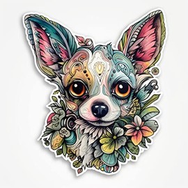 Yoonek Graphics Chihuahua Dog Vinyl Decal Sticker for Car, Laptop, Tumbler, More. #003667