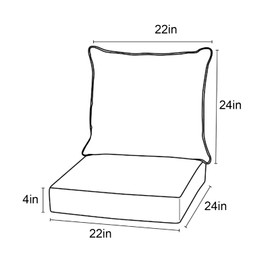 Rilyson Patio Cushions for Outdoor Furniture - 22×24 Inches High Back and Deep Seating Outdoor Cushion for Patio Chairs Sofa Couch Loveseat Water Resistant(Sky Blue/2 Set/Button)