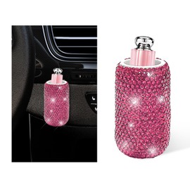 NYTKL Upright Car Lip Balm Holder, Bling Rhinestone Lipstick Organizer Vehicle Lip Balm Holder, Insulating Auto Upright Lip Balm Mount Sparkling Interior Decor for Women Girls (Pink)