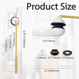 1 Set Universal Toilet Handle Replacement Kit with Stainless Steel Flapper Chain and Aluminum Alloy Arm, White Front Mount Toilet Flush Handle Replacement Toilets Handles Lever Replacements, White