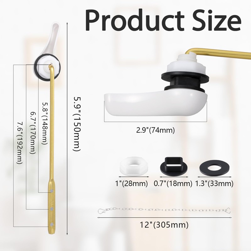 1 Set Universal Toilet Handle Replacement Kit with Stainless Steel