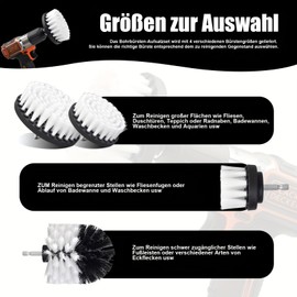 Brush Attachment Drill Set of 4, Brush for Cordless Screwdriver 2 Inch/3.5 Inches/4 Inches/5 Inches Cordless Drill Attachment, Power Scrubber Cleaning Brush for Rims, Kitchen, Car (White)