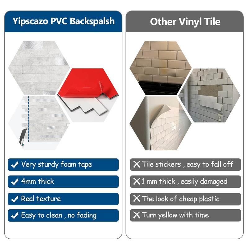 10 - Sheet Peel and Stick Backsplash Wall Tile, PVC