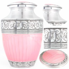 Memorials Cremation Urns for Adult - Adult Funeral Urn Handcrafted - Handcrafted Cremation Urn, Large Burial Urns for Ashes Adult - Large Handcrafted Funeral Memorial - Green Silver