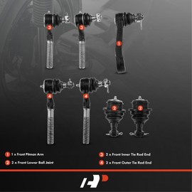 A-Premium Set of 7, Front Lower Ball Joint, Inner Outer Tie Rod End, Pitman Arm, Compatible with Ford F-150 1997-2003, F-250 1997-1999, Expedition 1997-2002, Lincoln Navigator 1998-2002, 4WD