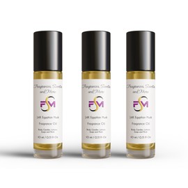 Fragrances, Scents and More 24K Egyptian Musk Fragrance Oil - 3 Bottles 0.33 Fl Oz Glass Roll On (10ml)